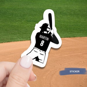 Pegatina de jugador de béisbol, diseño personalizado, decoración de equipo, resistente al agua, etiqueta de identificación de equipo deportivo, postura de bateo, silueta de jugador