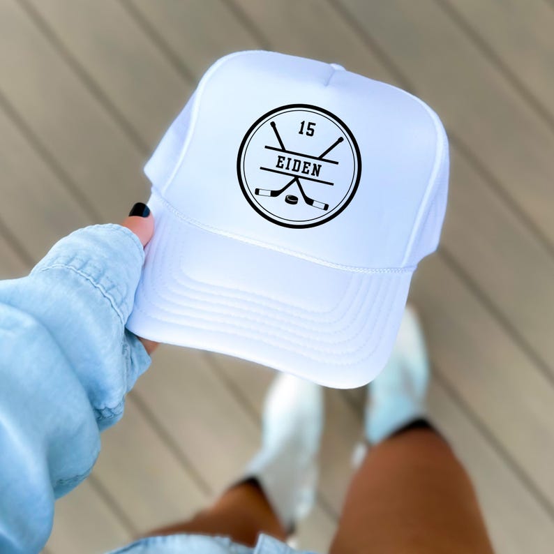 Hockey Mom Hat Custom Player Number Baseball Cap Team Support Gear Game Day Essential Fan Wear Personalized Athletic Accessory Perfect Gift Idea Sports Collection Quality Construction Comfortable Fit Adjustable Size Custom