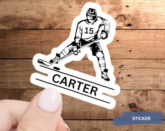 Custom Hockey Stickers, Personalized Hockey Stickers, Hockey Team Stickers, Hockey SVG, tournament, Hockey Boy Number Sticker, Hockey Gifts