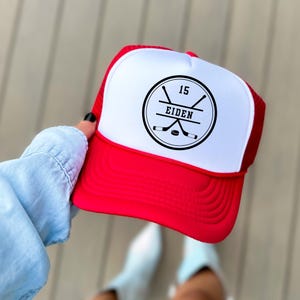 Hockey Mom Hat Custom Player Number Baseball Cap Team Support Gear Game Day Essential Fan Wear Personalized Athletic Accessory Perfect Gift Idea Sports Collection Quality Construction Comfortable Fit Adjustable Size Custom
