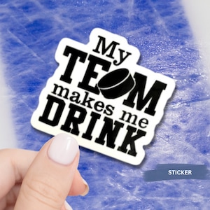 Hockey Humor Sticker Water Resistant Die Cut Design Decal Funny Puck Sports Fan Gift Idea Black Vinyl Car Accessory Helmet Decoration Team