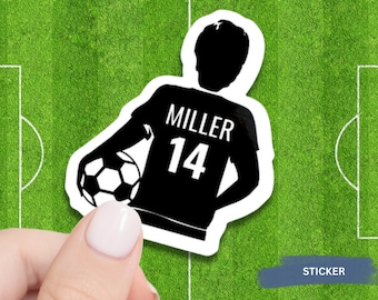 Soccer Vinyl Sticker Custom Design Sport Decal Water Resistant Laptop Accessory Boys Soccer Player Girl Soccer Jersey Number Team Decoration