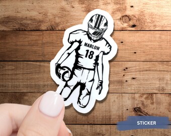 Custom Football Stickers, Personalized Football Stickers, Football Team Stickers, Football SVG, Football Number Sticker, Football Gifts