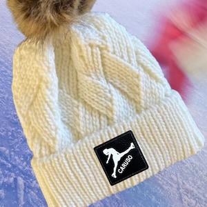 Figure Skating Beanie Winter Hat Custom Design Patch Personalized Skater Gift For Mom Rink Wear Warm Accessory Ice Skating Arena Fashion Fur