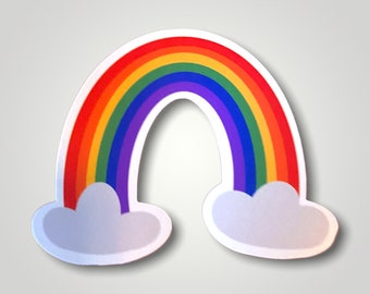 Rainbow With Clouds Waterproof Vinyl Sticker