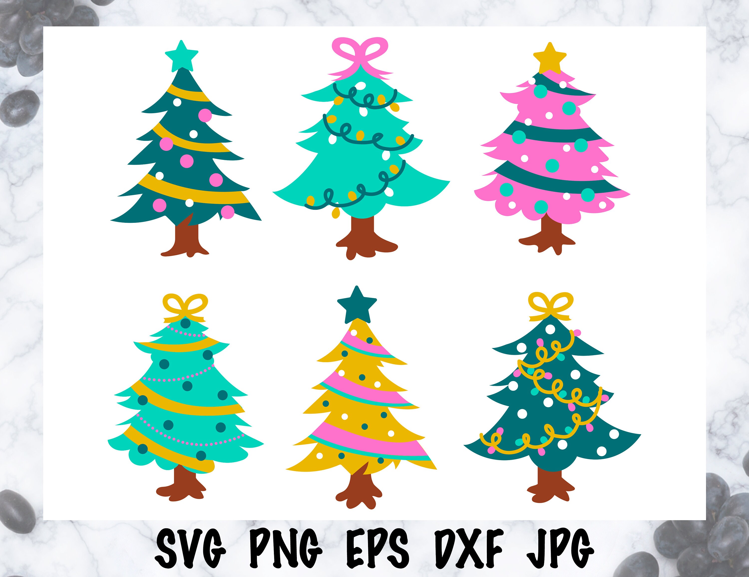 Download Christmas Tree Svg Holiday Svg Pink Yellow Christmas Tree Svg Etsy