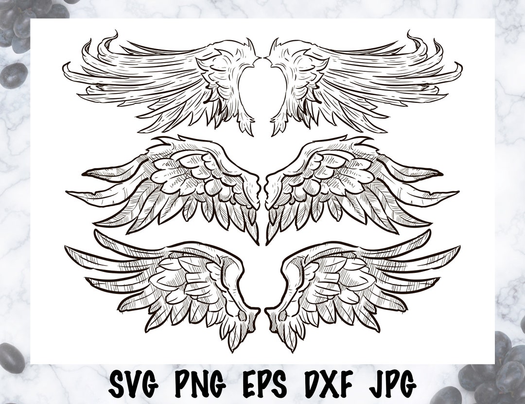 Wing Set Svg Buy Wings SVG Big Wing Svg Wings Silhouette SVG File Angel's Wings SVG ...
