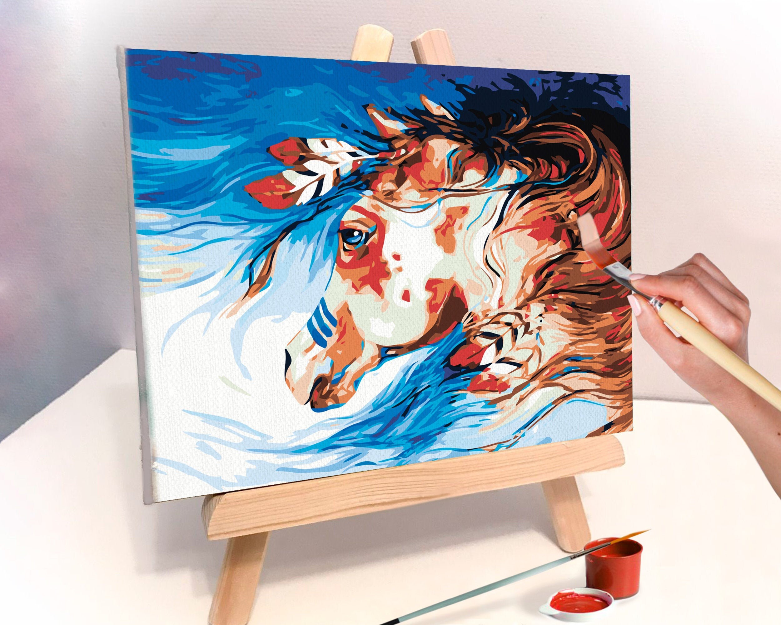 Indian Horse Paint By Numbers DIY Kit Painting By Number Art Etsy