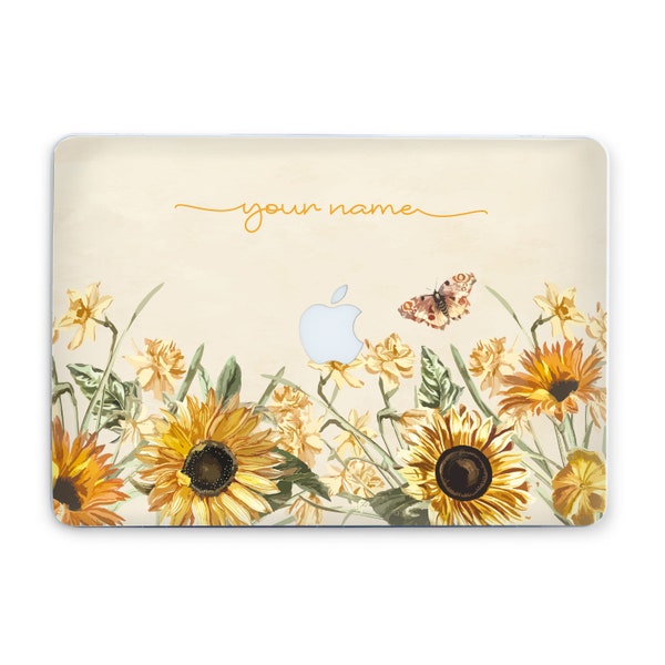 Sunflowers Macbook Pro 16 Inch Case My Name Macbook Air 13 Inch Case A1466 A1708 Macbook Pro 13 Inch Case Custom Macbook Pro 15 Case PC0410