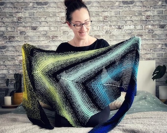 Ombre Cotton Acrylic Blend Shawl, Gradient Arrow Wrap