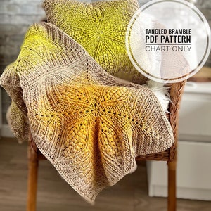 Patrón de crochet para manta de zarzas enredadas, patrón digital de manta cuadrada, patrón de cuadrados solo con gráfico, patrón de almohada