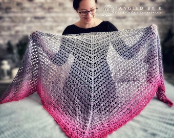 Ombre Crochet Merino Wool Shawl, Gradient Scarf, Wrap