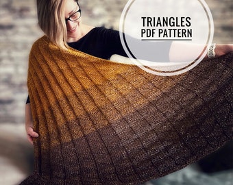 Triangles shawl knitting pattern, Triangular shawl digital pattern, Chart only shawl pattern, Wrap around shawl pattern