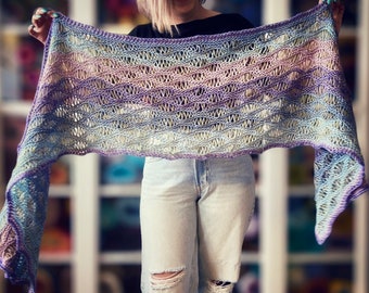Ombre Cotton Blend Shawl, Lightweight Gradient Scarf
