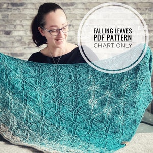Falling leaves shawl crochet pattern, Triangular shawl digital pattern, Chart only shawl pattern, Wrap around shawl pattern