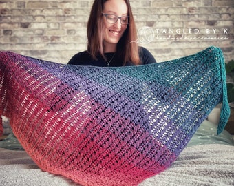 Handmade Ombre Cotton Shawl, Braided Design, Gradient Scarf