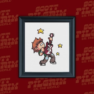 Scott Pilgrim vs The World Guitar Sprite Pixel Geeky Cross Stitch Pattern