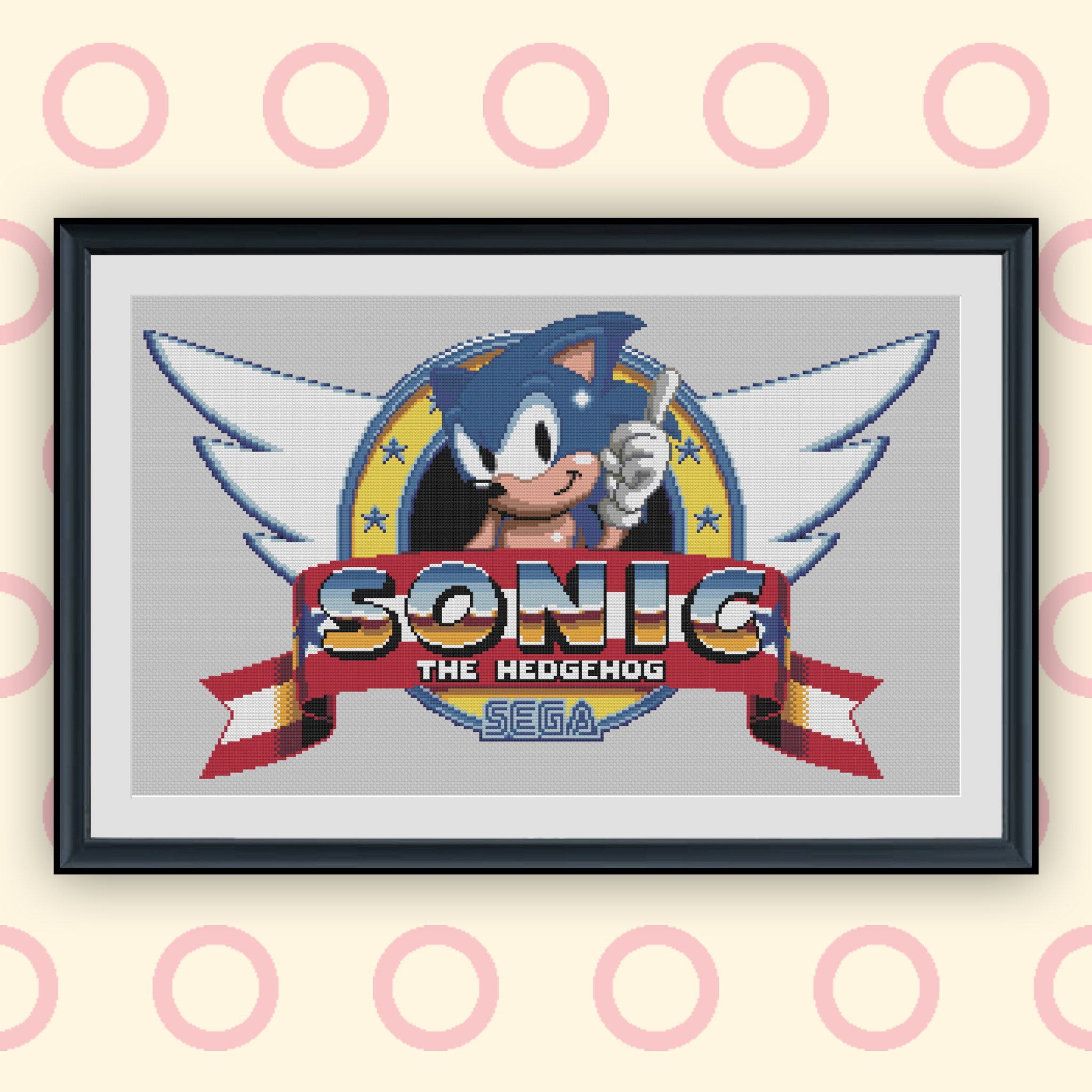 Sonic the Hedgehog 1 Title Screen Cross Stitch (Instant Download