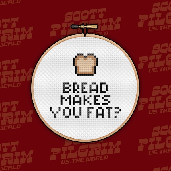 Scott Pilgrim vs The World - Bread Makes You Fat? - Pixel Geeky Cross Stitch Pattern