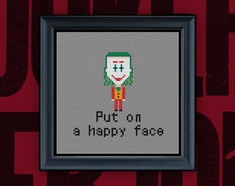 Joker puso una cara feliz / Descarga del patrón de punto de cruz DC Geek