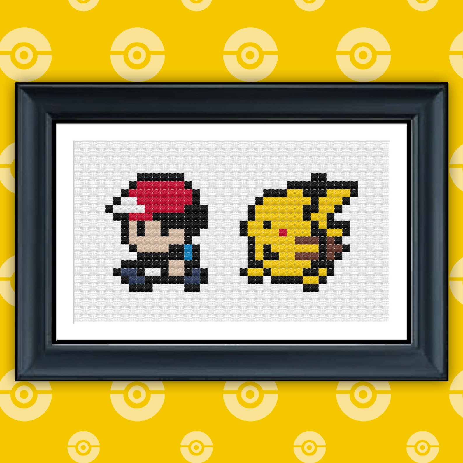 Pokemon Yellow Ash & Pikachu Sprite Cross Stitch Pattern Etsy