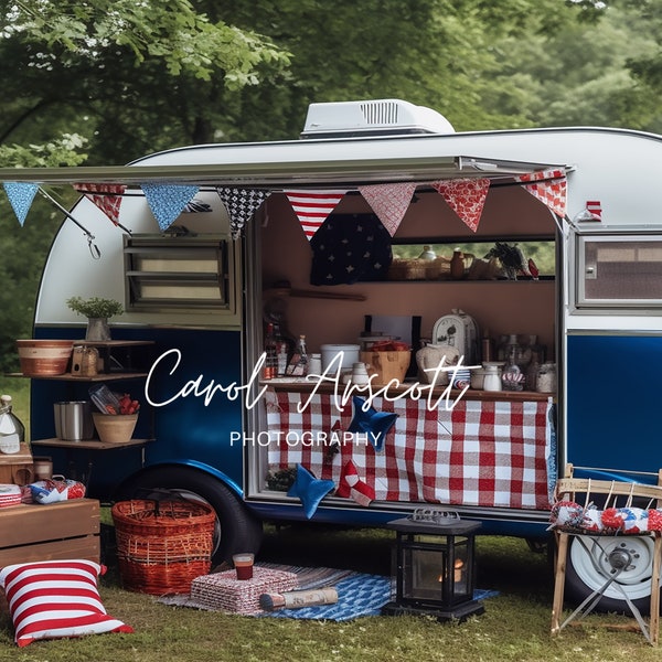 4th of July Fourth of July Camper Independence Day Digital Backdrop