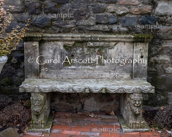 Stone Park Bench Digital Backdrop Background