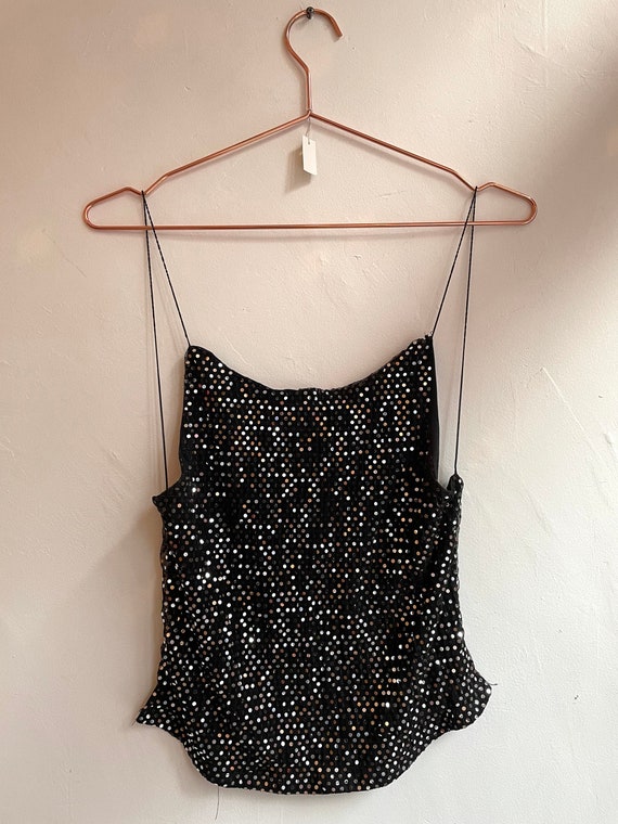 Vintage Black Sequin Backless Halter