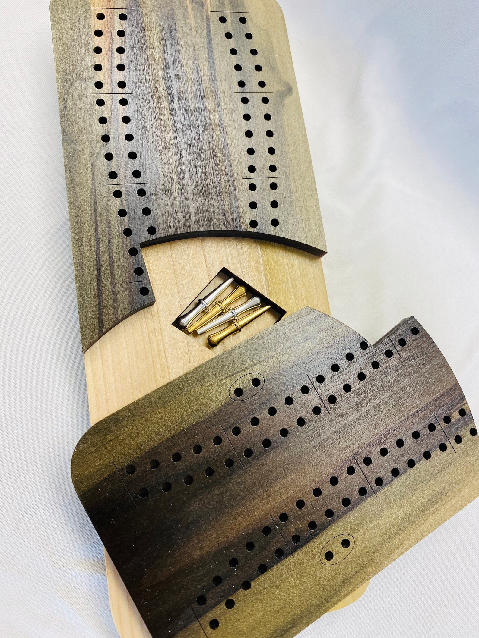 Family Cribbage Half Cribbage Game Portable Peg Holder Etsy