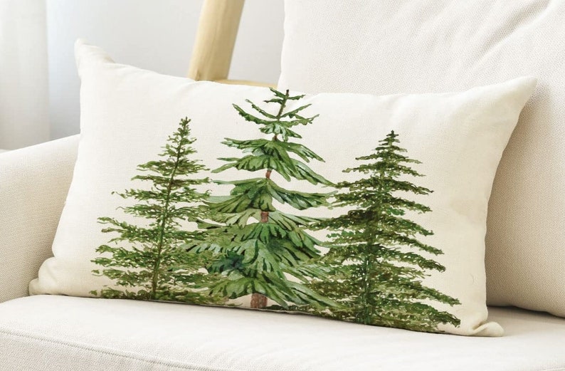 Pine Tree Pillow Cover 12 X 20 Pillow Cover Rustic Cabin Etsy