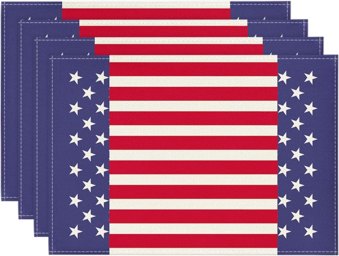 4pc 4th of July Placemats Red White Blue Stripe Placemats Etsy