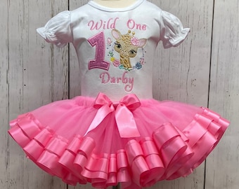 A Girls Giraffe First Birthday , 1st Birthday Shirt, Giraffe First Birthday Shirt, Wild One Birthday Shirt