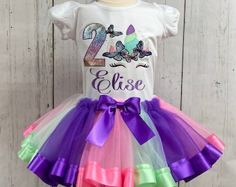 Unicorn Face With Butterflies Birthday Shirt/ Unicorn Birthday Outfit