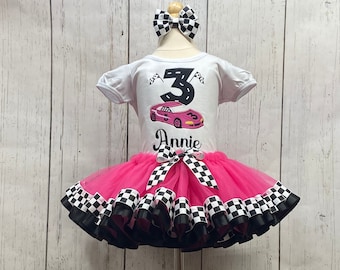 Girls Race Car Birthday Shirt  / Girls Race Car Birthday Outfit