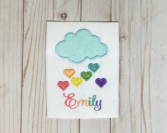 Cloud Raining Rainbow Hearts Shirt