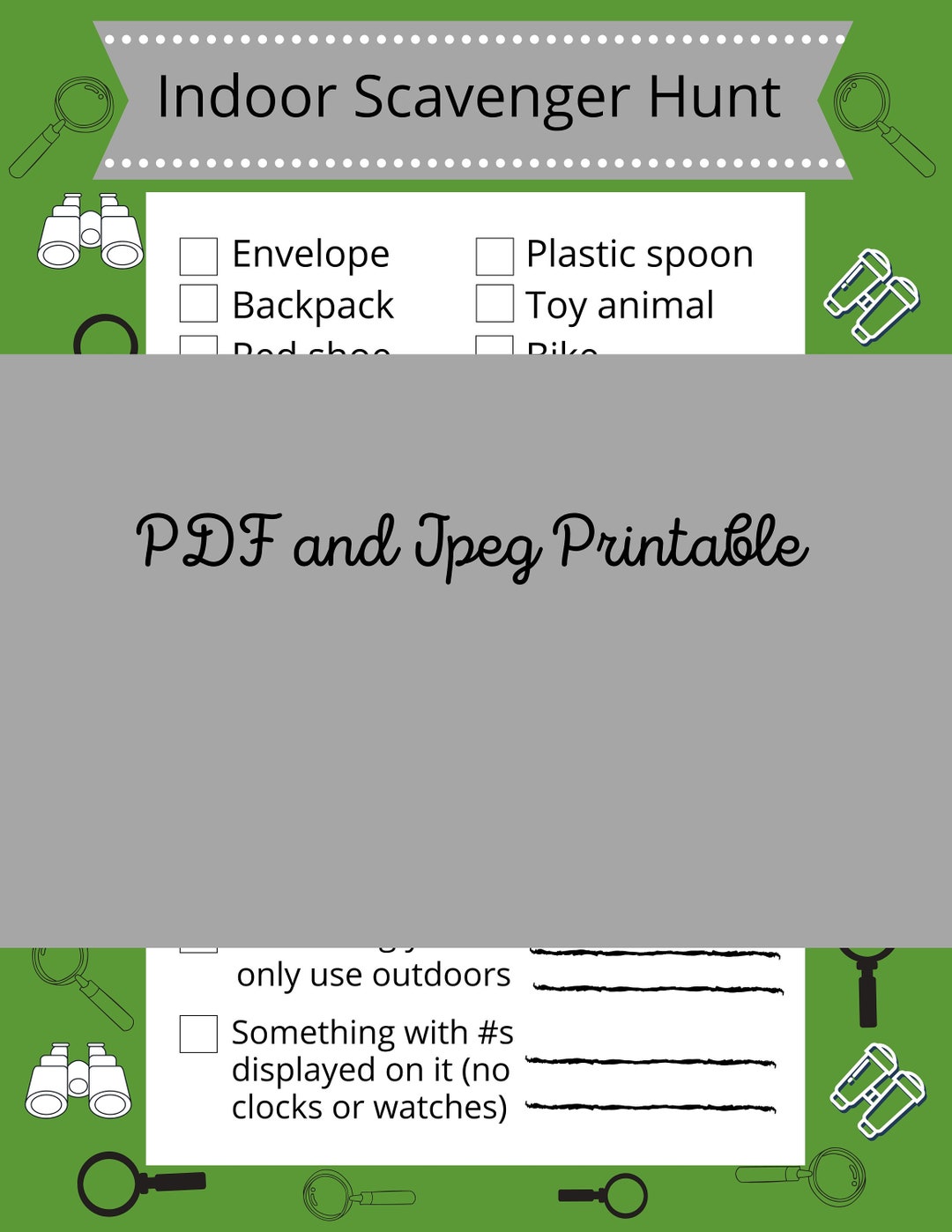 Indoor Scavenger Hunt Printable - Etsy