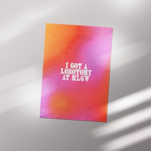 5x7in Tengo una lobotomía en MLGW Postal imprimible Arte Rosa Naranja Rojo, DESCARGA DIGITAL, Memphis Tennessee, Decoración de la pared del hogar, Idea de regalo