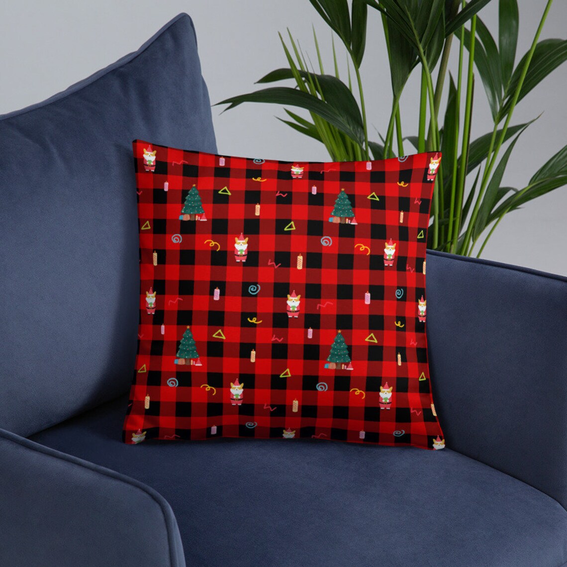 Christmas Red Plaid Pillow Christmas Home Decor Housewarming Etsy