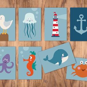8 maritime Kinderbilder, Karten im Set, A6