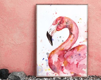 Kinderbild "Flamingo", Aquarell, A4