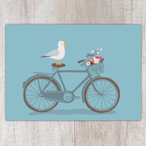 Karte "Möwenfahrrad mit Blumengruß", A6