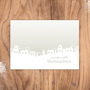Karte "wundervolle Weihnachten" mit Häusern & Schnee, A6