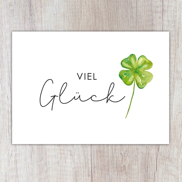 Karte "Viel Glück" | mit Kleeblatt | A6