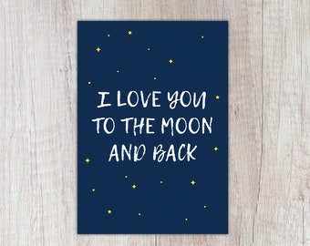 Karte "I love you to the moon and back", A6