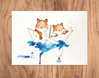 Card siblings "Foxes in the paper boat", A6