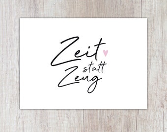 Karte "Zeit statt Zeug" mit Herz | A6