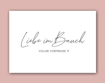 Karte "Liebe im Bauch" | A6 | Schwangerschaft verkünden | wir bekommen ein Baby | Geburt