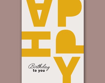 "Happy Birthday to you" card | yellow | A6 | birthday card | as a birthday gift