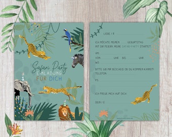 Invitation for you "Safari Party" with jungle animals, children's birthday | A6