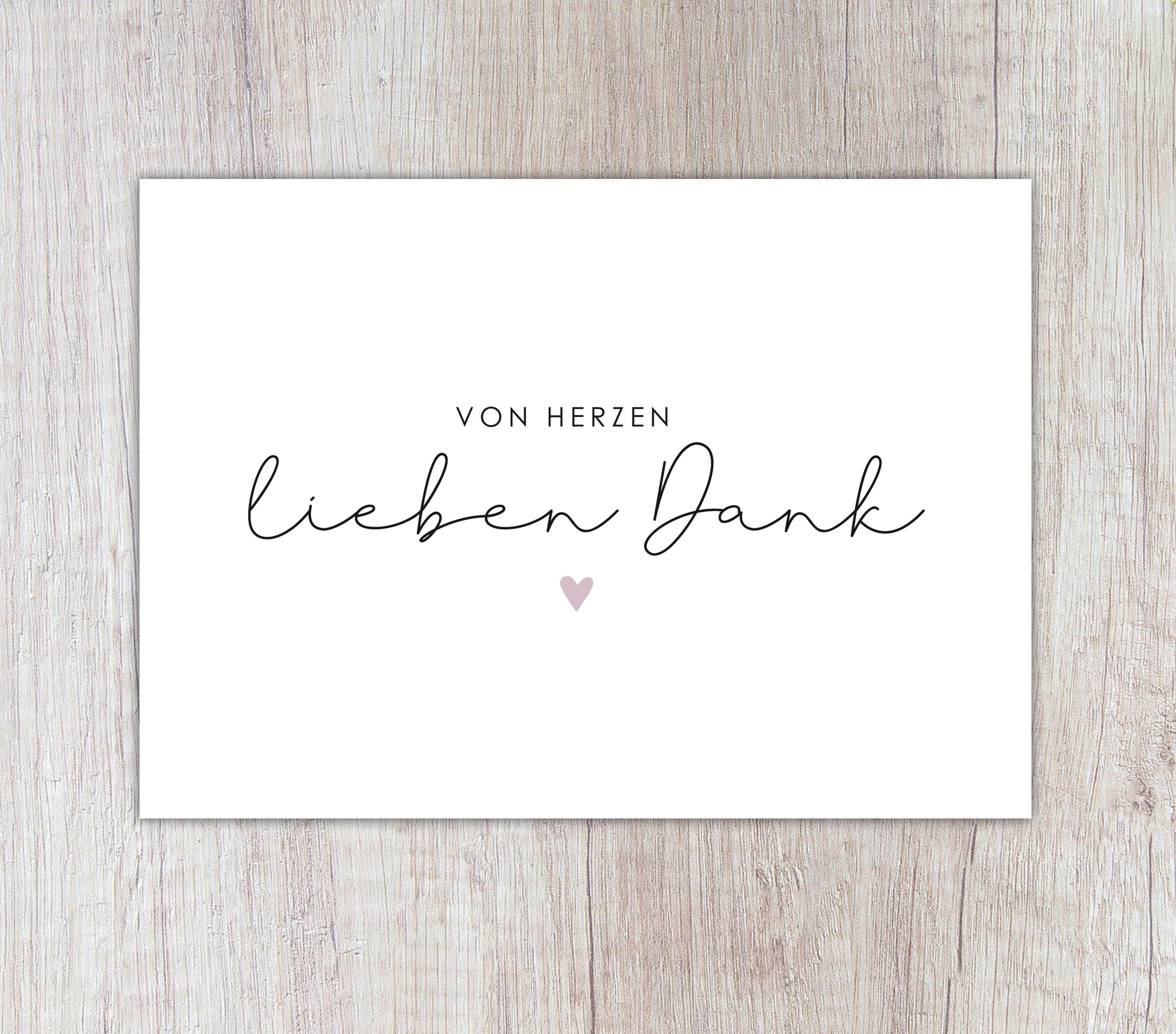 Danke Karte VON HERZEN lieben Dank | A6 | Karte Danke | Dankeskarte